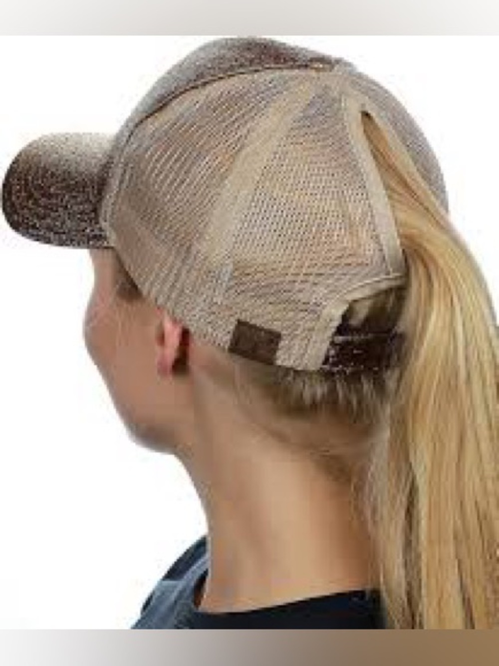 C.C Beige Mesh Ponytail Baseball Cap